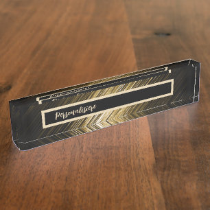 gold and black name plate personalisiere