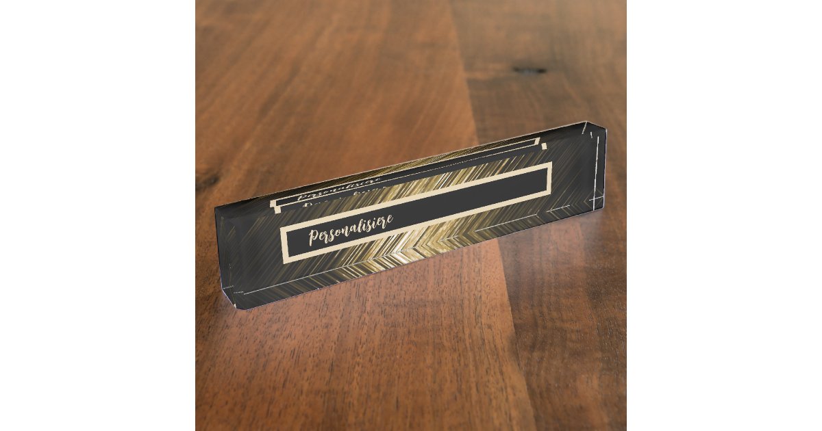 gold and black name plate personalisiere | Zazzle