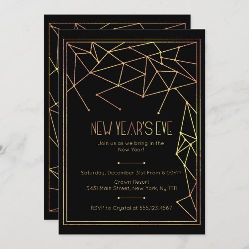 Gold and Black New Years Eve Invitation