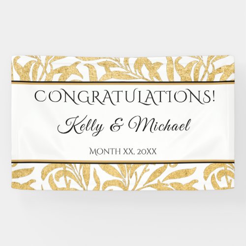 Gold and Black on White Elegant Congratulations Banner