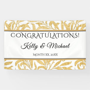 Gold and Black on White Elegant Congratulations Banner