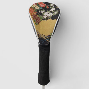 Gold and Black Oriental Japanese Kimono Floral Golf Head Cover