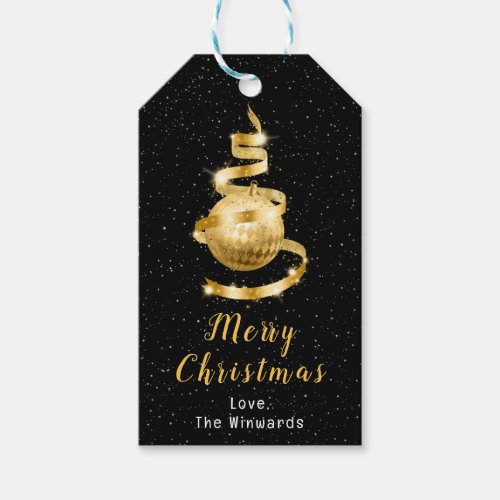 Gold and Black Ornament Merry Christmas Gift Tags