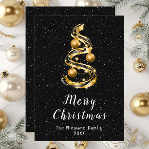 Gold and Black Ornaments Merry Christmas Holiday Card