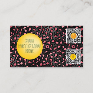 gold and black panter skin accept bitcoin modern business card