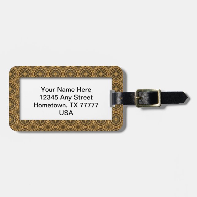 Gold and Black Pattern Luggage Tag (Front Horizontal)