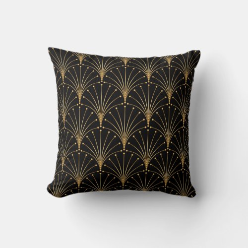 Gold and black pattern Luxury background Throw Pillow