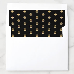 Gold and Black Paw Print Pattern Envelope Liner