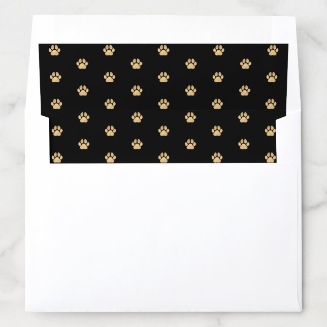 Gold and Black Paw Print Pattern Envelope Liner (In Envelope)