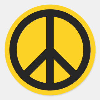 Gold and Black Peace Classic Round Sticker