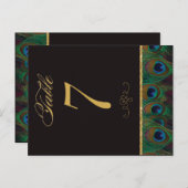 Gold and Black Peacock Feather Table Number (Front/Back)
