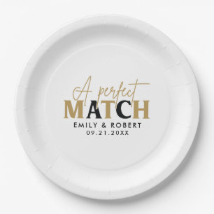 Gold and black-Perfect Match Wedding Gift Paper Plates
