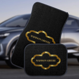 Gold and Black Personalized Car Floor Mat