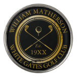 Gold And Black Personalized Golf Club Name Golf Ball Marker