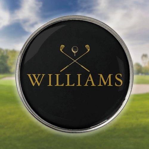 Gold And Black Personalized Name Golf Clubs Golf Ball Marker