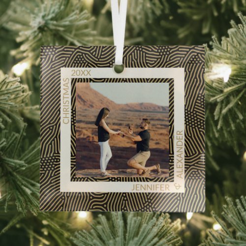 Gold and Black Photo Glass Ornament