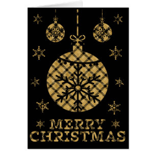 Gold and Black Plaid Christmas Black Cut Out Cards