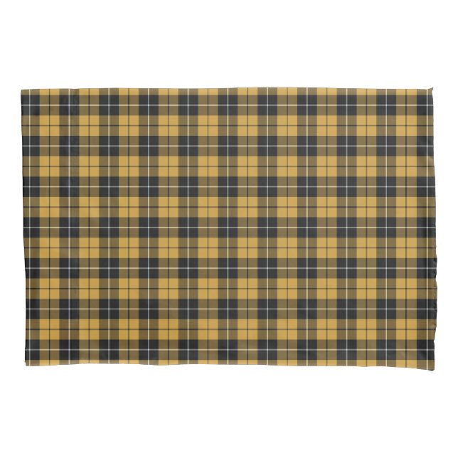 Gold and Black Plaid Pattern Pillow Case (Front)
