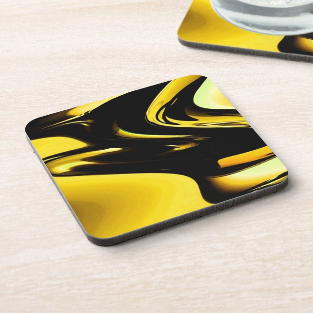 Gold And Black Pop Art Drink Coaster (Left Side)