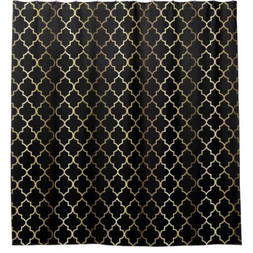 Gold and Black Quatrefoil Pattern  DIY Color Shower Curtain