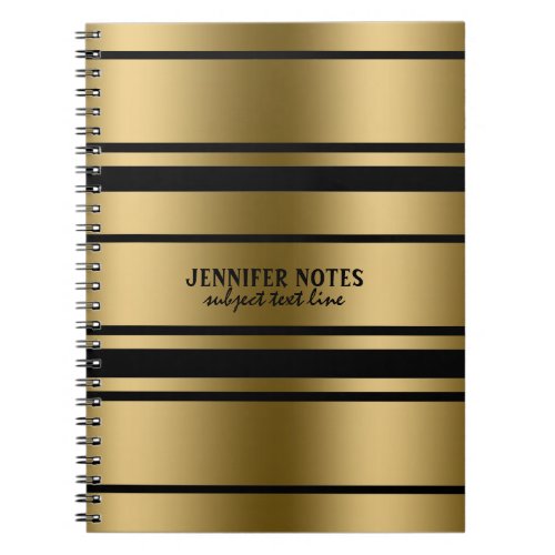 Gold And Black Random Stripes Pattern Notebook