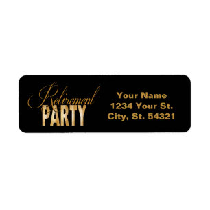 Gold and Black Retirement Address Labels