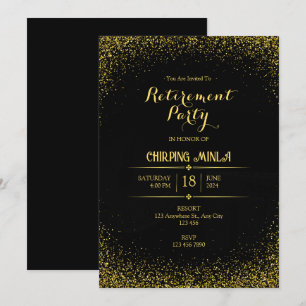 Gold and Black Retirement Party Invitational Card