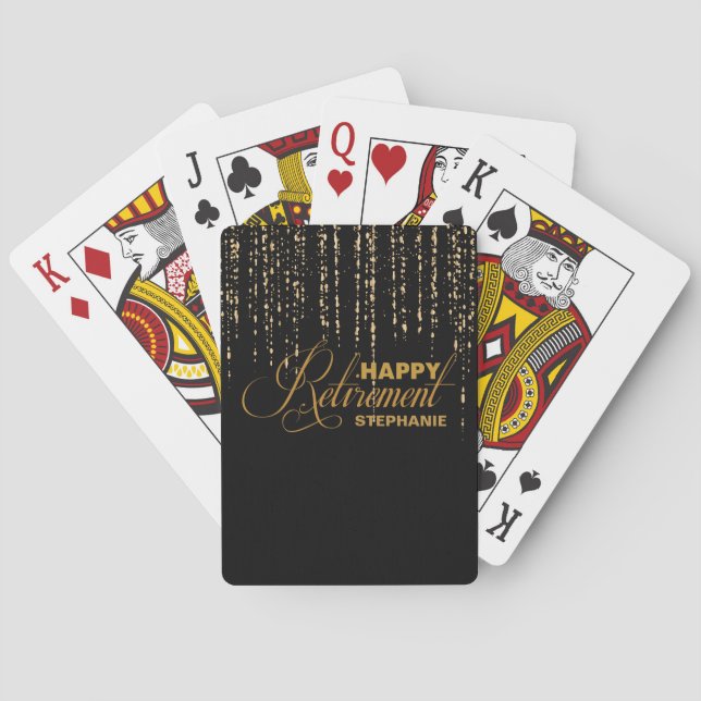Gold and Black Retirement Party Playing Cards (Back)