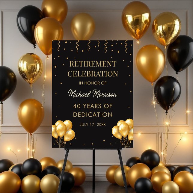 Gold and Black Retirement Party Welcome Sign (Creator Uploaded)