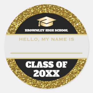 Gold and black reunion name tag 