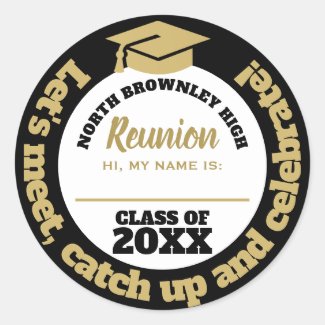 Gold and black reunion name tag 