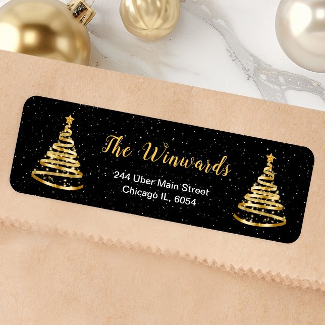 Gold and Black Ribbon Christmas Tree Label (Creator Uploaded)