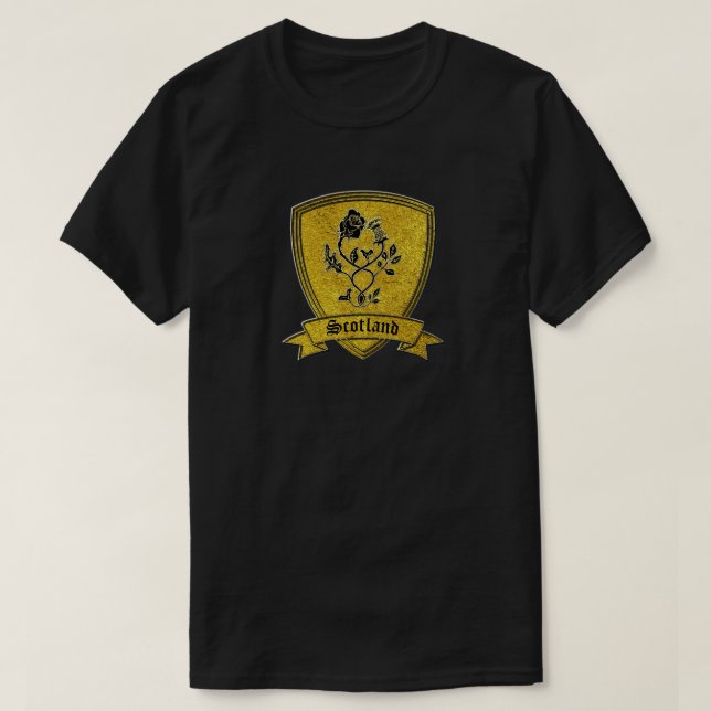 Gold and Black Rose and Thistle T-Shirt (Design Front)