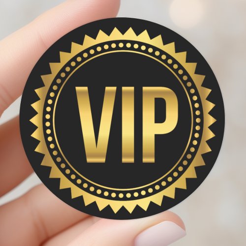 Gold and Black Round Spikes VIP Party Pass Classic Round Sticker