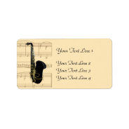 Gold And Black Saxophone Sheet Music Labels at Zazzle