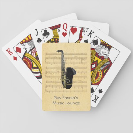 Gold And Black Saxophone Sheet Music Playing Cards