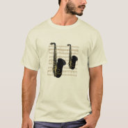 Gold And Black Saxophones Gold Music T Shirt at Zazzle