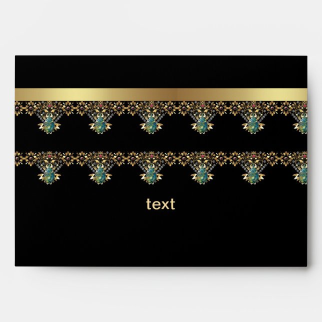Gold and black, shiny, modern envelope (Front)