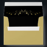 Gold and Black Simple Vintage Flourish Wedding Envelope<br><div class="desc">This beautiful envelope is designed to compliment our gold Faux Foil Wedding Invitation. Make your invites much more formal and stylish by adding a matching envelope.  The return address is fully customizable,  and the inside flap features the same gold faux foil flourish as the Invitation.</div>