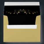 Gold and Black Simple Vintage Flourish Wedding Envelope<br><div class="desc">This beautiful envelope is designed to compliment our gold Faux Foil Wedding Invitation. Make your invites much more formal and stylish by adding a matching envelope.  The return address is fully customizable,  and the inside flap features the same gold faux foil flourish as the Invitation.</div>