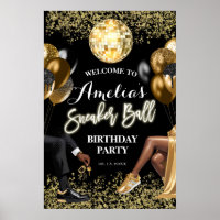 Gold and Black Sneaker Ball Party Welcome Sign