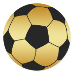 GOLD AND BLACK SOCCER BALL CLASSIC ROUND STICKER