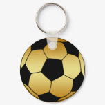 GOLD AND BLACK SOCCER BALL KEYCHAIN