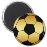 GOLD AND BLACK SOCCER BALL MAGNET