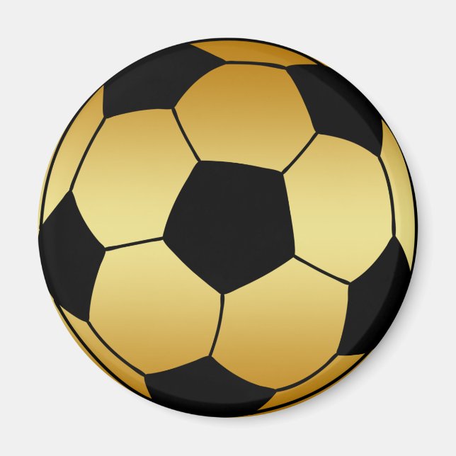 GOLD AND BLACK SOCCER BALL MAGNET (Front)