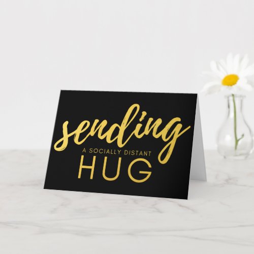 Gold and Black Social Distance Hug Card