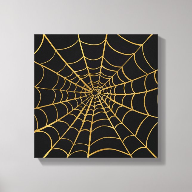 Gold and Black Spider Web Canvas Print (Front)