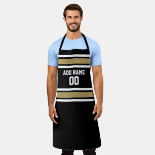 Gold and Black Sports Jersey Custom Name Number Apron