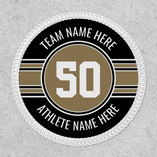 Gold and Black Sports Jersey Custom Name Number Patch