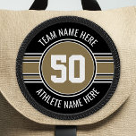 Gold and Black Sports Jersey Custom Name Number Patch<br><div class="desc">This sporty design is perfect for any athlete playing football, soccer or baseball. You change the numbers to your lucky number or even a special age for a birthday celebration. If you are a Fantasy Football team owner, make your own products and show off to your friends! Or - Do...</div>